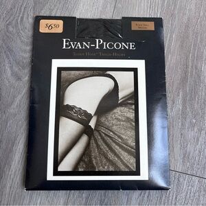 Vintage Evan Picone Teddy Hose Black Onyx Thigh-Highs Medium